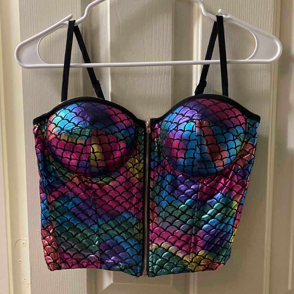 Flirty fun crop top mermaid print